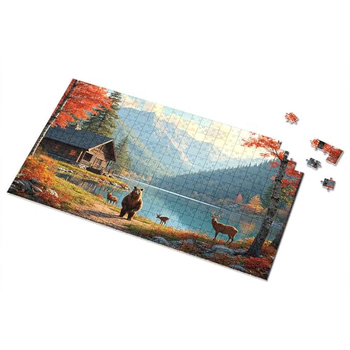 Games For Kids 8-12 Autumn Serenity: Cabin By The Lake With Wildlife Picture Puzzle Eurographics Puzzles 1000 Piece Toddler Puzzles (1000PCS) von CDSS