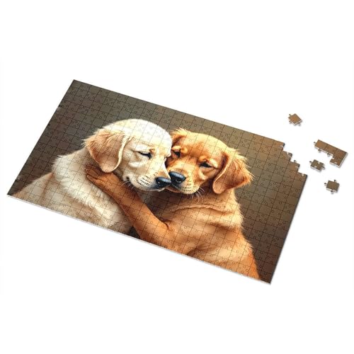 Games For Kids 8-12 Golden Moments: Two Dogs Embracing Picture Puzzle Eurographics Puzzles 1000 Piece Toddler Puzzles (500PCS) von CDSS