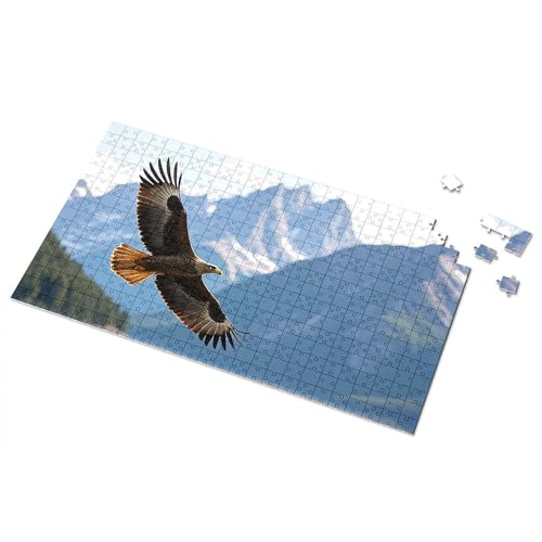 Ostergeschenke für Kleinkinder, Adler, der gegen majestätische Berggipfel schwebt, Bilderpuzzle, Puzzle, 500 Teile Puzzlebrett (300 Teile) von CDSS