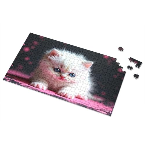 Ostergeschenke für Kleinkinder, bezauberndes weißes Kätzchen mit blauen Augen, 500 Teile Puzzlebrett (300 Teile) von CDSS