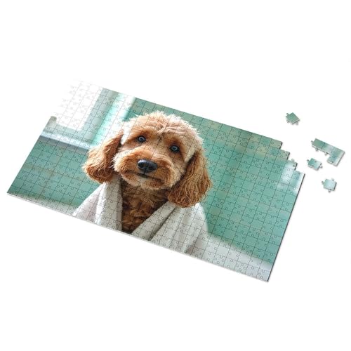 Ostergeschenke für Kleinkinder, entzückender Hund, der sich mit einem Handtuch abtrocknet, 500 Teile Puzzlebrett (1000 Teile) von CDSS