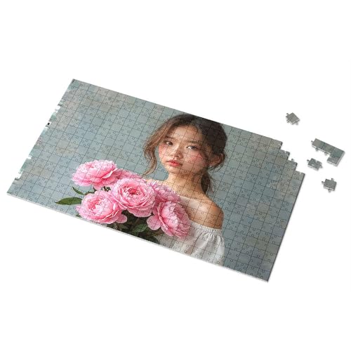 Ostergeschenke für Kleinkinder, florale Eleganz: Eine Frau mit rosa Rosen, Bilder-Puzzle, 500 Teile, Puzzlebrett (300 Teile) von CDSS