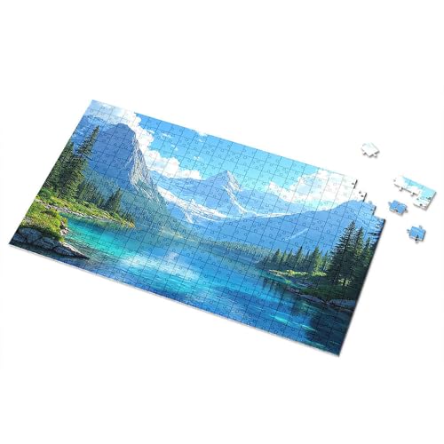 Ostergeschenke für Kleinkinder, ruhiger See inmitten majestätischer Berge, Bilderpuzzle, 500 Teile, Puzzlebrett (300 Teile) von CDSS
