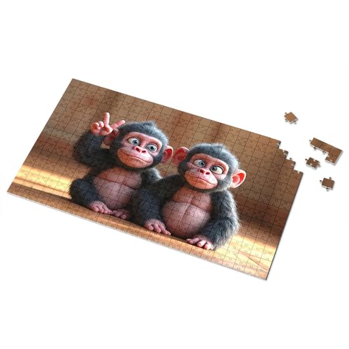 Puzzle, 500 Teile, zwei niedliche Affen, die Friedenszeichen machen, Bilderpuzzle, Puzzle, Puzzle, 500 Teile (300 Stück) von CDSS