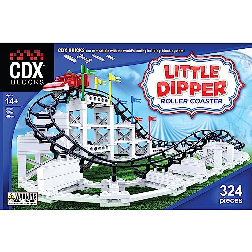 CDX Blocks Roller Coasters Little Dipper CDXLD01, Baustein Achterbahn, kompatibel mit allen bekannten Bausteinmarken, inklusive 332 Teile, Mehrfarbig von CDX Blocks