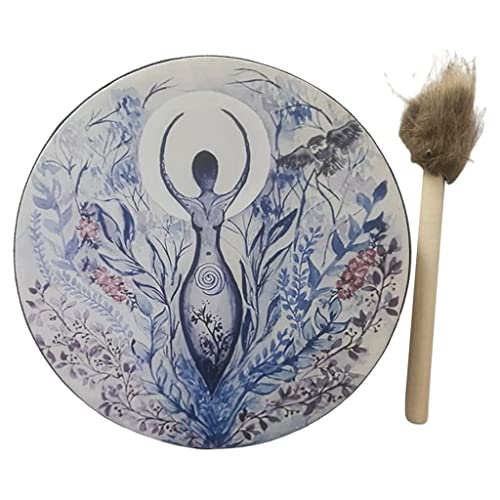 CEHJZQRPL Schamanische Trommel, Baum des Lebens, handgefertigte Handtrommel, 25 cm, Musiktrommel mit Trommelstock, Tischtrommel, ätherische , for Erwachsene von CEHJZQRPL
