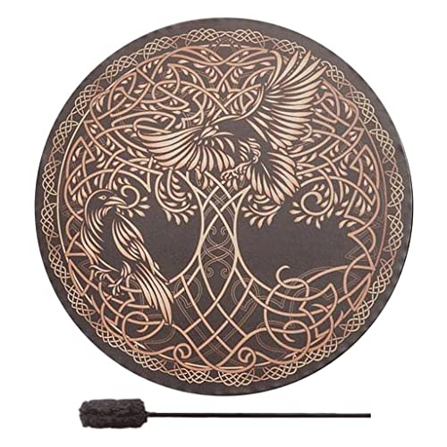 CEHJZQRPL Schamanische Trommel, Baum des Lebens mit Trommelstöcken, ätherische , Handtrommel, Symbol, Heimdekoration, for Erwachsene, Musik, Schlagzeug von CEHJZQRPL