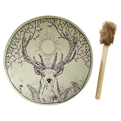 CEHJZQRPL Schamanische Trommel, Schreibtisch-Dekoration, handgefertigt, ätherische , spirituelles Musik-Heilwerkzeug, Handtrommel, 25 cm von CEHJZQRPL
