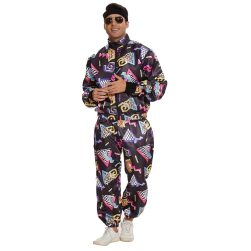 CEKUIA 80er 90er Jahre Kostüm Muschelanzug Disco-Kleid Kostüm für Herren Damen Trainingsanzug mit Stirnband Brille Armbänder CEKUIA 80er 90er Jahre Kostüm Muschelanzug Disco-Kleid Kostüm für Herren Damen Trainingsanzug mit Stirnband Brille Armbänder von CEKUIA