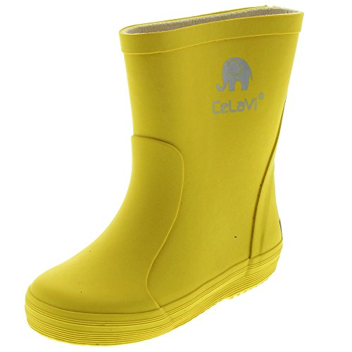 Celavi Kinder Unisex Wasserdichte Gummistiefel, 100% Naturkautschuk Regenstiefel, Größe: 27, Farbe: Gelb, 1147 von Celavi