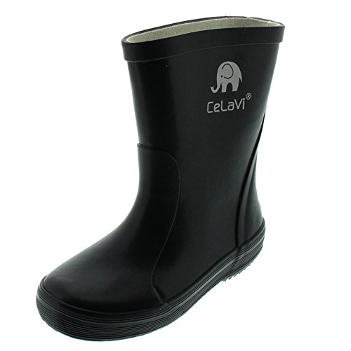 Celavi Kinder Unisex Wasserdichte Gummistiefel, 100% Naturkautschuk Regenstiefel, Größe: 33, Farbe: Schwarz, 1147 von Celavi