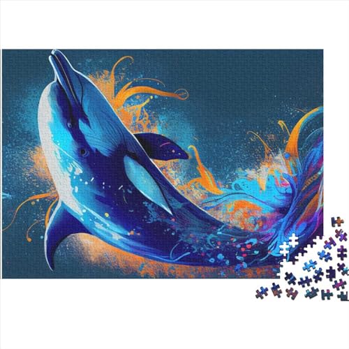 Puzzle 1000 Teile für Erwachsene Delfin Tier Puzzles für Erwachsene Holzpuzzle für Erwachsene Familienaktivität 1000 Teile (75 x 50 cm) von CELFER