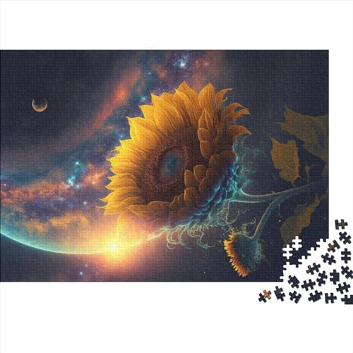 Puzzle 1000 Teile kosmische Sonnenblume kreative runde Puzzles für Erwachsene und Kinder Woodiness-Puzzles Puzzles für Erwachsene Geschenke 1000 Stück (75 x 50 cm) von CELFER