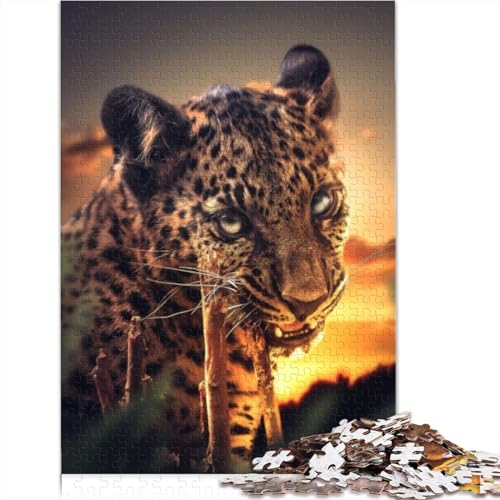 Puzzle-Puzzles, kauender Leopard, 500 Teile für Erwachsene, Puzzles für Erwachsene, Holzpuzzles, geeignet für Erwachsene und über 12 Jahre, 500 Teile (52x38cm) von CELFER