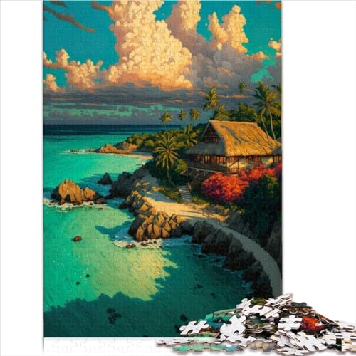 Puzzle für Erwachsene tropischer Strand 1000 Teile Holzpuzzles Puzzle für Erwachsene und Jugendliche Denkspiel Wandkunst einzigartiges Geschenk 1000 Stück (75 x 50 cm) von CELFER