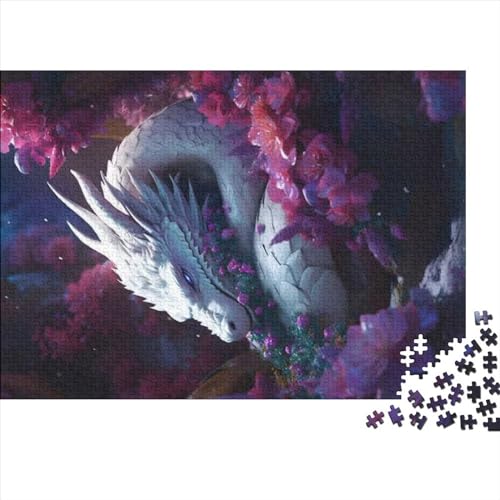 Puzzles 1000 Teile für Erwachsene Drachen Blumenschlummern Erwachsenenpuzzle Holzpuzzle für Erwachsene Heim Lernspiele DIY Spielzeug 1000 Stück (75 x 50 cm) von CELFER