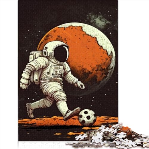 Puzzles Astronaut spielt Fußball 1000 Teile für Teenager Geschenke Erwachsene Puzzles Holzpuzzle für Erwachsene und ab 12 Jahren 1000 Teile (75x50cm) von CELFER