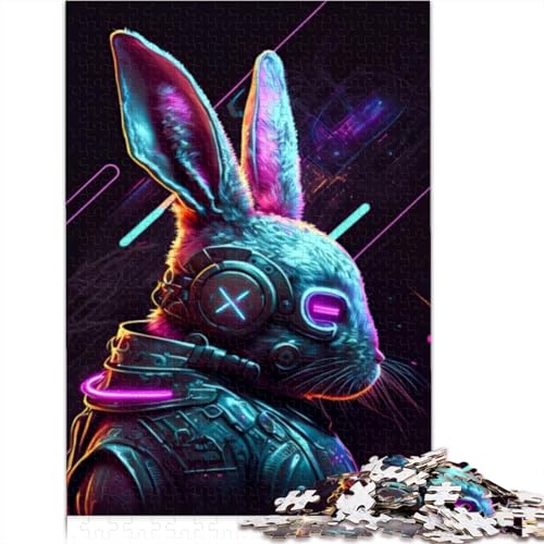 Puzzles für Erwachsene, 1000 Teile, Kaninchen-Neon-Puzzles für Erwachsene, Puzzle, Lernspiel, Herausforderungsspielzeug, 1000 Teile (75x50cm) von CELFER