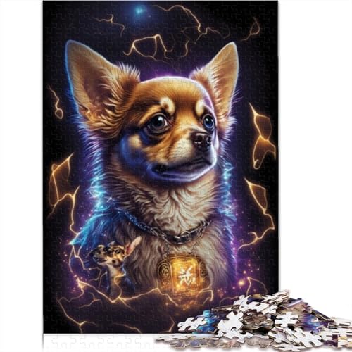Puzzles für Erwachsene, Chihuahua-Hund, 500 Teile, Puzzles für Erwachsene, Geschenke, Holzpuzzles, herausfordernde Puzzles für Erwachsene, 500 Teile (52x38cm) von CELFER