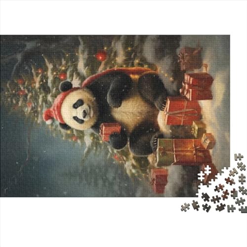 Puzzles lustiger Panda Weihnachten 1000 Teile Puzzles für Erwachsene Geschenke Holzpuzzle für Erwachsene Lernspiel für Erwachsene Kinder 1000 Teile (75 x 50 cm) von CELFER