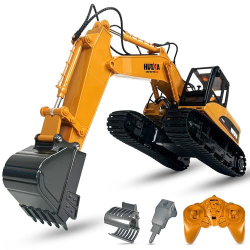 CELMAN Ferngesteuerter Bagger - 15-Kanal RC Wiederaufladbare Bagger mit Metallschaufel, Abbruchhammer und Greife - 1:14 Maßstab, Gummiketten, Akku und Ladegerät CELMAN Ferngesteuerter Bagger - 15-Kanal RC Wiederaufladbare Bagger mit Metallschaufel, Abbruchhammer und Greife - 1:14 Maßstab, Gummiketten, Akku und Ladegerät von CELMAN