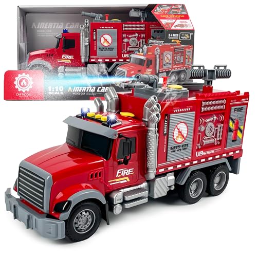 CELMAN Feuerwehrauto Groß - Interaktives Feuerwehr mit Wasserstrahl, Dampf & Sound, Maßstab 1:10, Große Spielzeug für Kinder ab 3 Jahren (Feuerwehrauto mit Spritzkanone) von CELMAN