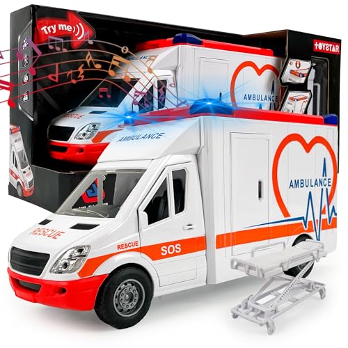 CELMAN Krankenwagen Spielzeug, Rettungswagen Ambulance mit Trage, Heckklappe zum Öffnen, Licht & Sound, Großes Spielzeugauto Medical Responder für Kinder ab 3 4 5 6 7 8 Jahren CELMAN Krankenwagen Spielzeug, Rettungswagen Ambulance mit Trage, Heckklappe zum Öffnen, Licht & Sound, Großes Spielzeugauto Medical Responder für Kinder ab 3 4 5 6 7 8 Jahren von CELMAN