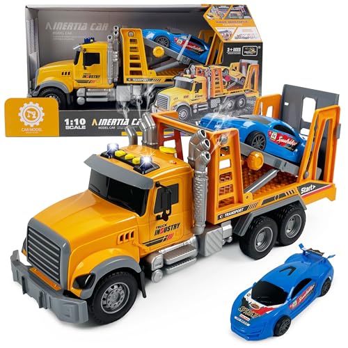 CELMAN LKW Spielzeug – Lastwagen mit Sound, Licht, Dampf – Friktionsantrieb – Modell 1:10 – Spielzeugauto für Kinder ab 3 Jahren – Interaktives Fahrzeug (Abschleppwagen) von CELMAN