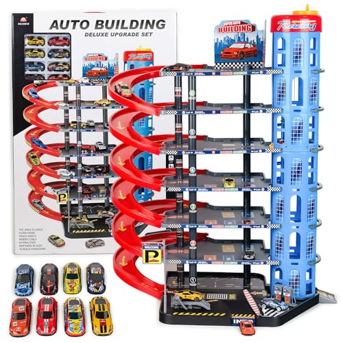 CELMAN Parkgarage Spielset für Kinder - Multilevel Spielzeugauto Parkhaus mit Handbetriebener Aufzug inkl. 8 Metall Autos, Helikopter und Zubehör, Spielzeug für Kinder ab 3 4 5 6 7 8 Jahren CELMAN Parkgarage Spielset für Kinder - Multilevel Spielzeugauto Parkhaus mit Handbetriebener Aufzug inkl. 8 Metall Autos, Helikopter und Zubehör, Spielzeug für Kinder ab 3 4 5 6 7 8 Jahren von CELMAN