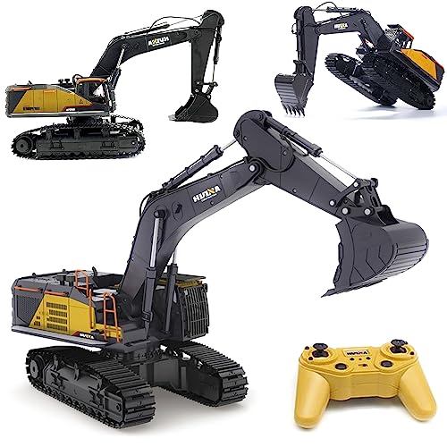 CELMAN RC Bagger 1:14 - Ferngesteuertes Baufahrzeug (Huina 1592) mit 10 Kontrollkanälen und LED-Lichtern - Inklusive Wiederaufladbarem Akku und 2.4Ghz Fernbedienung von CELMAN