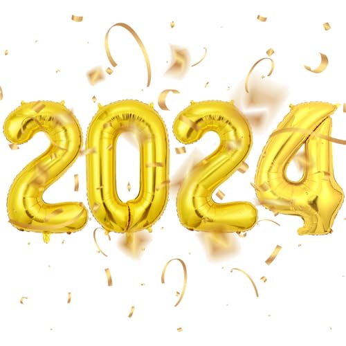 2024 -Ballons | 40-Zoll-Heliumballons mit Ziffern,Glänzende ästhetische Riesen-Universal-2024-Luftballons in Gold für Abschlussdekorationen von CEMELI