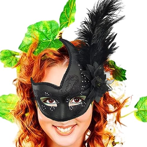 CEMELI Feder-Maskerade-Gesichtsbedeckung | Halbe Gesichtsbedeckung - Wiederverwendbare tragbare Karnevals-Halloween-Party-Gesichtsabdeckung für Karneval von CEMELI