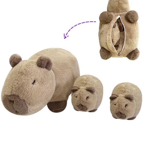 CENMOO Gefüllter Capibara - Plüsch Mama Capibara mit 2 kleinen niedlichen Kapbara | 11,8 Zoll gefüllter Baumwollplüsch mit Tieren, Verstandsgeschenke für Erwachsene, Kinder und Mädchen CENMOO Gefüllter Capibara - Plüsch Mama Capibara mit 2 kleinen niedlichen Kapbara | 11,8 Zoll gefüllter Baumwollplüsch mit Tieren, Verstandsgeschenke für Erwachsene, Kinder und Mädchen von CENMOO