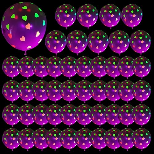 Neon Leuchtende Luftballons, 12 Zoll Fluoreszierendes Luftballonpaket, Leuchtendes Luftballonpaket Mit Hochwertigen Leuchtenden Luftballons, Glitzernden Luftballons, Neonfarbenen Bunten Luftballons, B von CENMOO