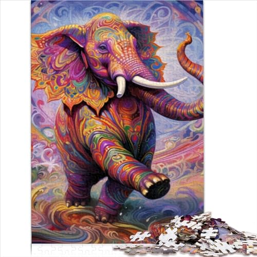 Psychedelic Elephant 1000 Teile für Erwachsene Puzzle Home Decor Family Challenging Games Geburtstag Lernspiel Stress Relief 1000pcs (75x50cm) von CENMOO