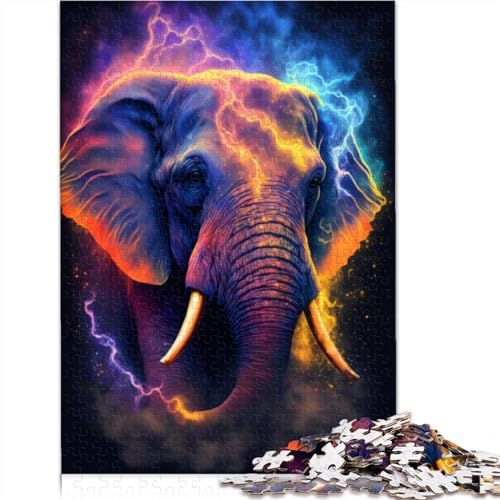 Puzzle 500 Teile für Erwachsene, Stern-Elefant-Kunst, Puzzle für Erwachsene, Holzpuzzle, herausfordernd, schwierig, 500 Teile (52 x 38 cm) von CENMOO