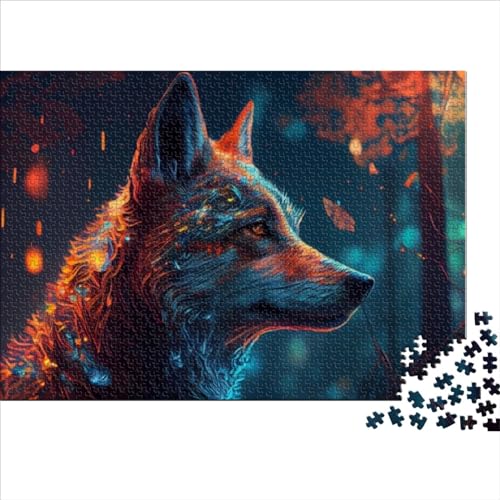 Puzzles für Erwachsene 尺寸 Puzzleteile Colorful Wolf für Erwachsene Puzzles Holzpuzzles Heimdekoration Puzzles 300pcs (40x28cm) von CENMOO