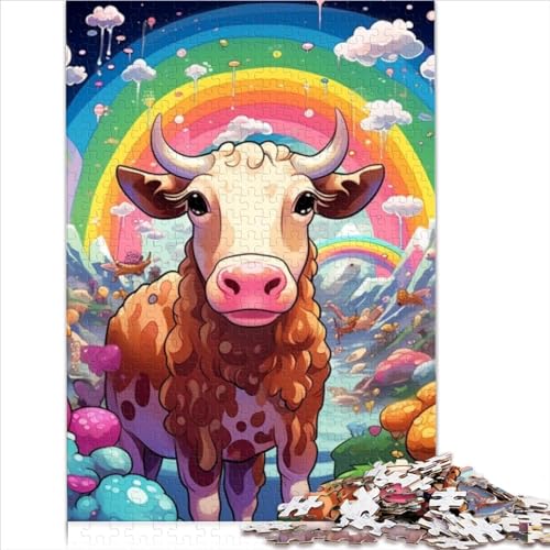 Rainbow Cow 500 Teile für Erwachsene Puzzle Lernspiel Family Challenging Games Wohnkultur Geburtstag Entspannung und Intelligenz 500pcs (52x38cm) von CENMOO