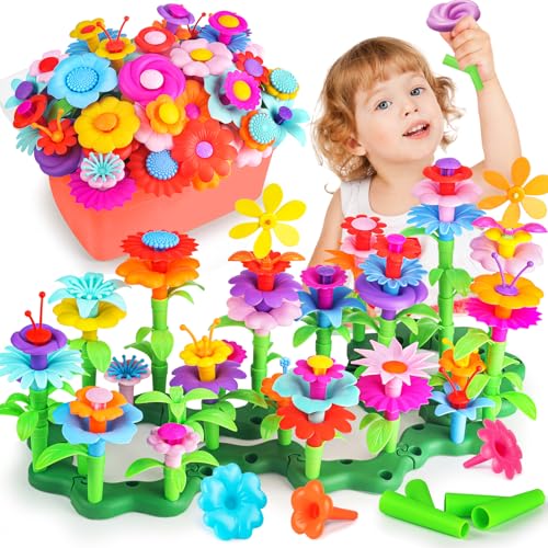 CENOVE Blumengarten Spielzeug für 3-6 Jährige Mädchen, Montessori Spielzeug Blumen Bausteine Motorikspielzeug, DIY Bouquet Spielzeug ab 3 4 5 6 Jahre Mädchen Junge Geburtstags Geschenk von CENOVE