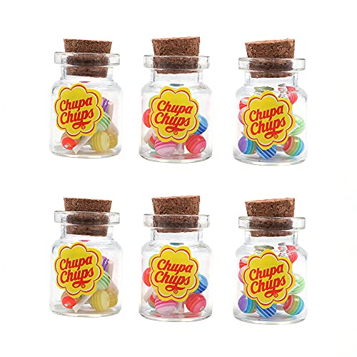 CENPEK 6-teiliges Puppenhaus-Vorratsglas im Maßstab 1:12 mit Lollipop-Holzdeckel, Mini-Zubehör, stilvolle handgefertigte Accessoires CENPEK 6-teiliges Puppenhaus-Vorratsglas im Maßstab 1:12 mit Lollipop-Holzdeckel, Mini-Zubehör, stilvolle handgefertigte Accessoires von CENPEK