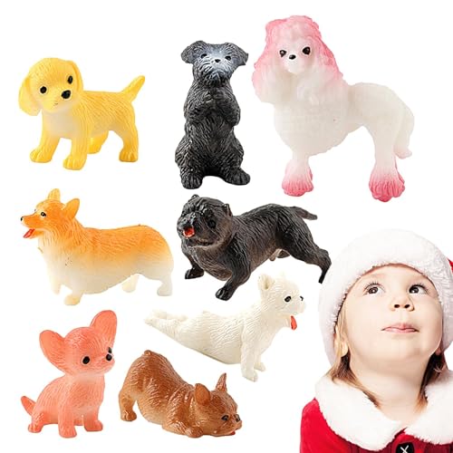 CENRF Spielset mit Hundefiguren | Realistische Figuren für Welpen, 8-teiliges Set, Spielset für kleine Hunde, Hundestatue, Spielzeug, Tierspielzeug für Hunde von 3 von CENRF