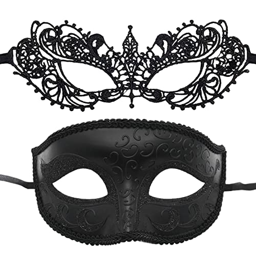 Tanzmaske, 2 Stück, geheimnisvolle Gesichtsmaske, Kostümdekoration, Maske, Maske, Mardi-Maske, Strassmaske für Männer und Frauen von CENRF