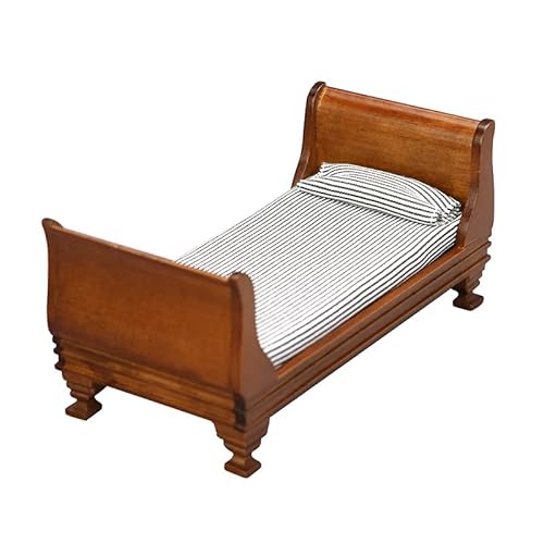 Puppenhaus Möbel, Puppenbett 1:12 Maßstab Miniatur Puppenhaus Vintage Holzbett Mini Wohnzimmer Schlafzimmer Puppen & Zubehör DIY Puppenhaus Dekorationen für Mädchen Puppenhaus Möbel, Puppenbett 1:12 Maßstab Miniatur Puppenhaus Vintage Holzbett Mini Wohnzimmer Schlafzimmer Puppen & Zubehör DIY Puppenhaus Dekorationen für Mädchen von CEOSPERE
