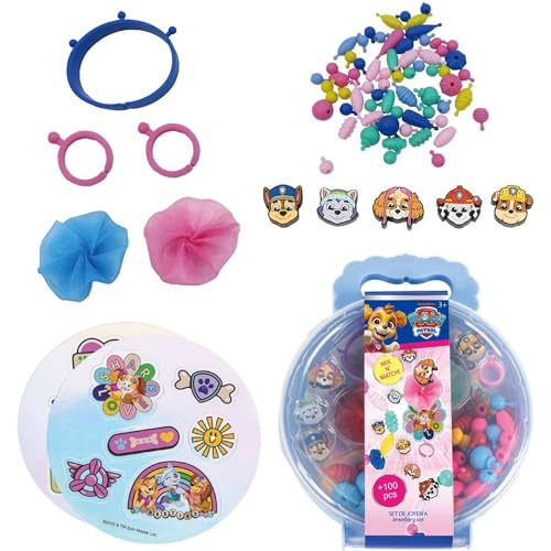 Paw Patrol Schmuckset | Kreativer Schmuck mit über 100 Teilen für Mädchen | Kreieren Sie Halsketten, Ringe und Armbänder mit den Lieblingsfiguren von CERDÁ LIFE'S LITTLE MOMENTS
