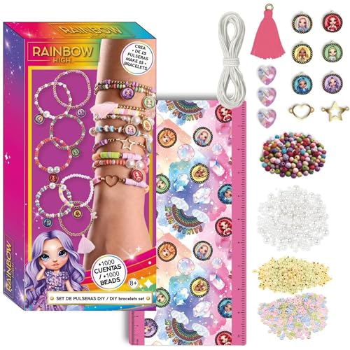 Rainbow High DIY Armband Set mit über 1000 Perlen, glitzernden Charms und Zubehör zur Herstellung von bunter Schmuck für Mädchen Rainbow High DIY Armband Set mit über 1000 Perlen, glitzernden Charms und Zubehör zur Herstellung von bunter Schmuck für Mädchen von CERDÁ LIFE'S LITTLE MOMENTS