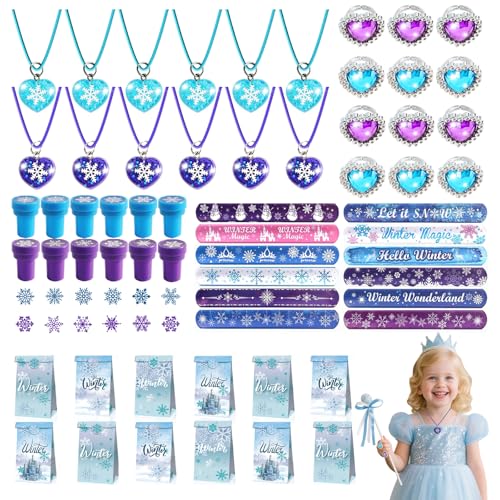 CESHMD Frozen Party Mitgebsel Kindergeburtstag mit Prinzessin Halskette Schneeflocke Ring, Armbänder, Prinzessin Gefälligkeiten Zubehör Geschenk Tasche, Frozen Prinzessin Give Aways Eiskönigin CESHMD Frozen Party Mitgebsel Kindergeburtstag mit Prinzessin Halskette Schneeflocke Ring, Armbänder, Prinzessin Gefälligkeiten Zubehör Geschenk Tasche, Frozen Prinzessin Give Aways Eiskönigin von CESHMD