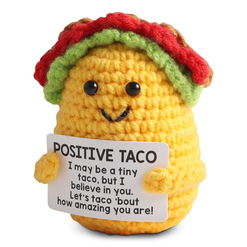 Mini Positive Häkel-Taco, Kreative Häkel-Support-Taco mit Inspirierender Karte, Mutmacher Geschenk für Kollegen Familie Freunde Studenten von CESHMD
