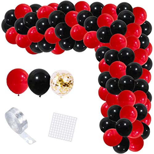 Rot Schwarz Ballon Bogen Girlande Kit - Rot und Schwarz Ballons Gold Konfetti Ballons für Geburtstag Jahrestag Braut Dusche Hochzeit Party Dekorationen von CEUQIESO