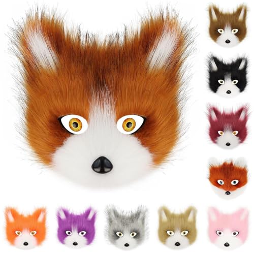 CEWIFO Tier-Masken Set – Plüsch Fuchs, Wolf & Katze Halbmaske für Halloween, Karneval, Cosplay & Maskerade (Black) von CEWIFO