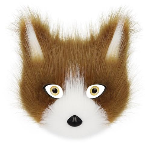 CEWIFO Tier-Masken Set – Plüsch Fuchs, Wolf & Katze Halbmaske für Halloween, Karneval, Cosplay & Maskerade (Brown) von CEWIFO